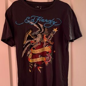 Ed Hardy Black Tee with Colorful Graphic